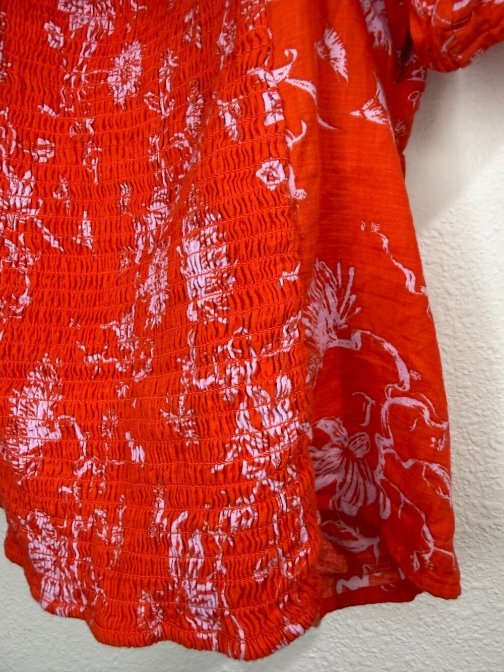 Ava & Viv Floral Puff Sleeve Blouse Red White 100% Cotton Women's XXL - Picture 7 of 8